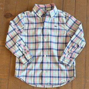 Vineyard Vines boys plaid button up 100% cotton